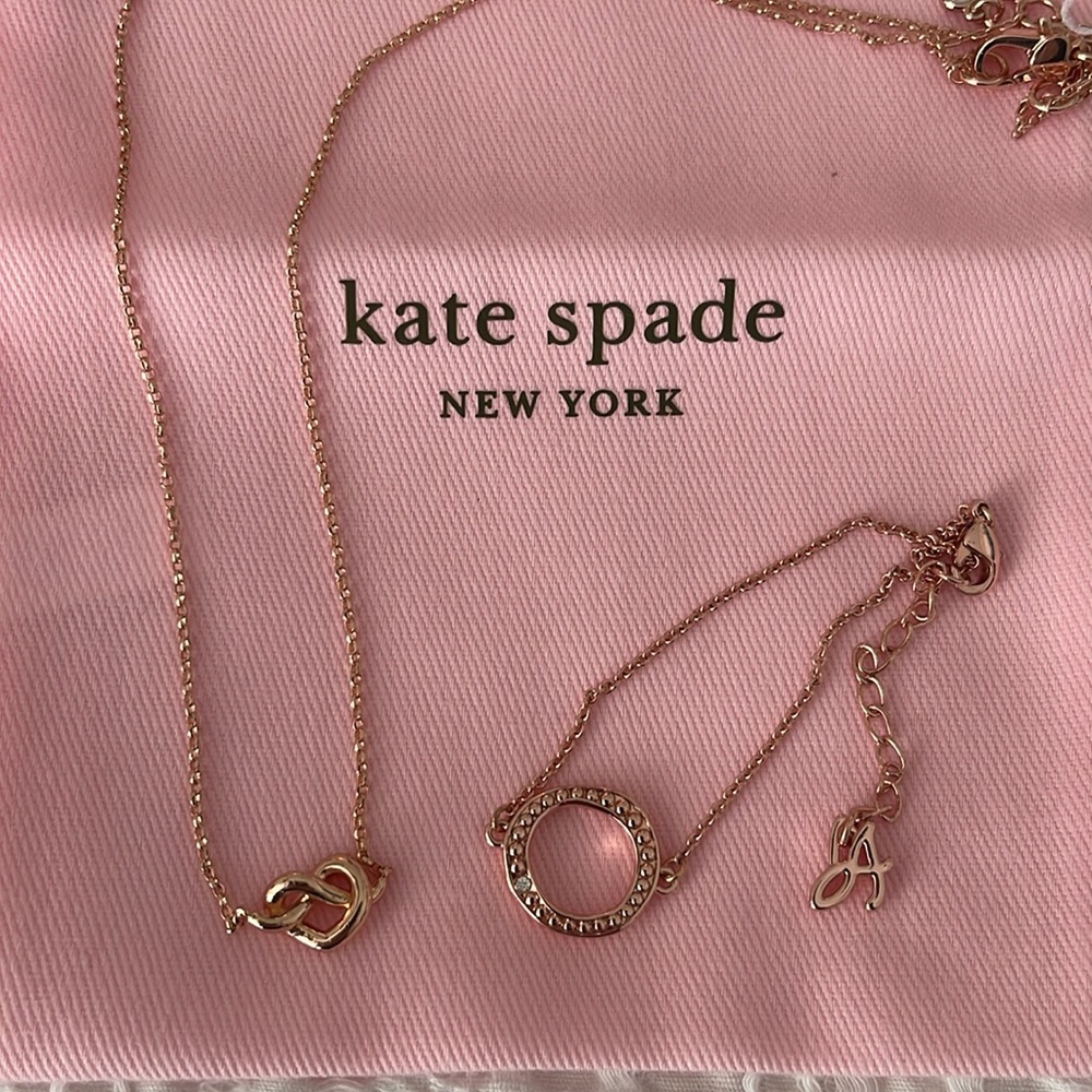 NWT Kate spade rose gold Love me knot mini necklace + bonus bracelet